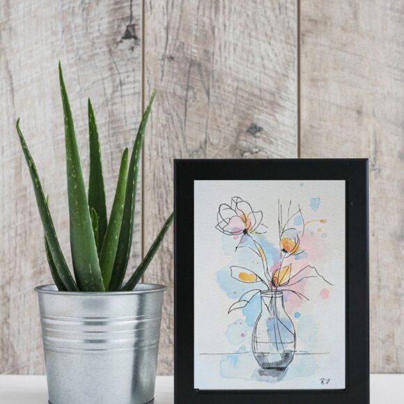 Original Painting Floral in Vase Wall Art Decor - Picture 2 of 2